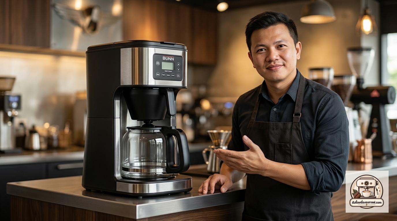 รับซื้อเครื่องชงกาแฟ BUNN Heat N Brew ภาพสินค้าและพรีเซนเตอร์